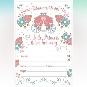 5for$10 Princess Girl Baby Shower Invitations - Fill In Style 20 Count Pink